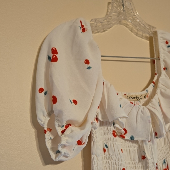 Liberty Love White Dress with Cherry Print SZ S - Picture 5 of 8